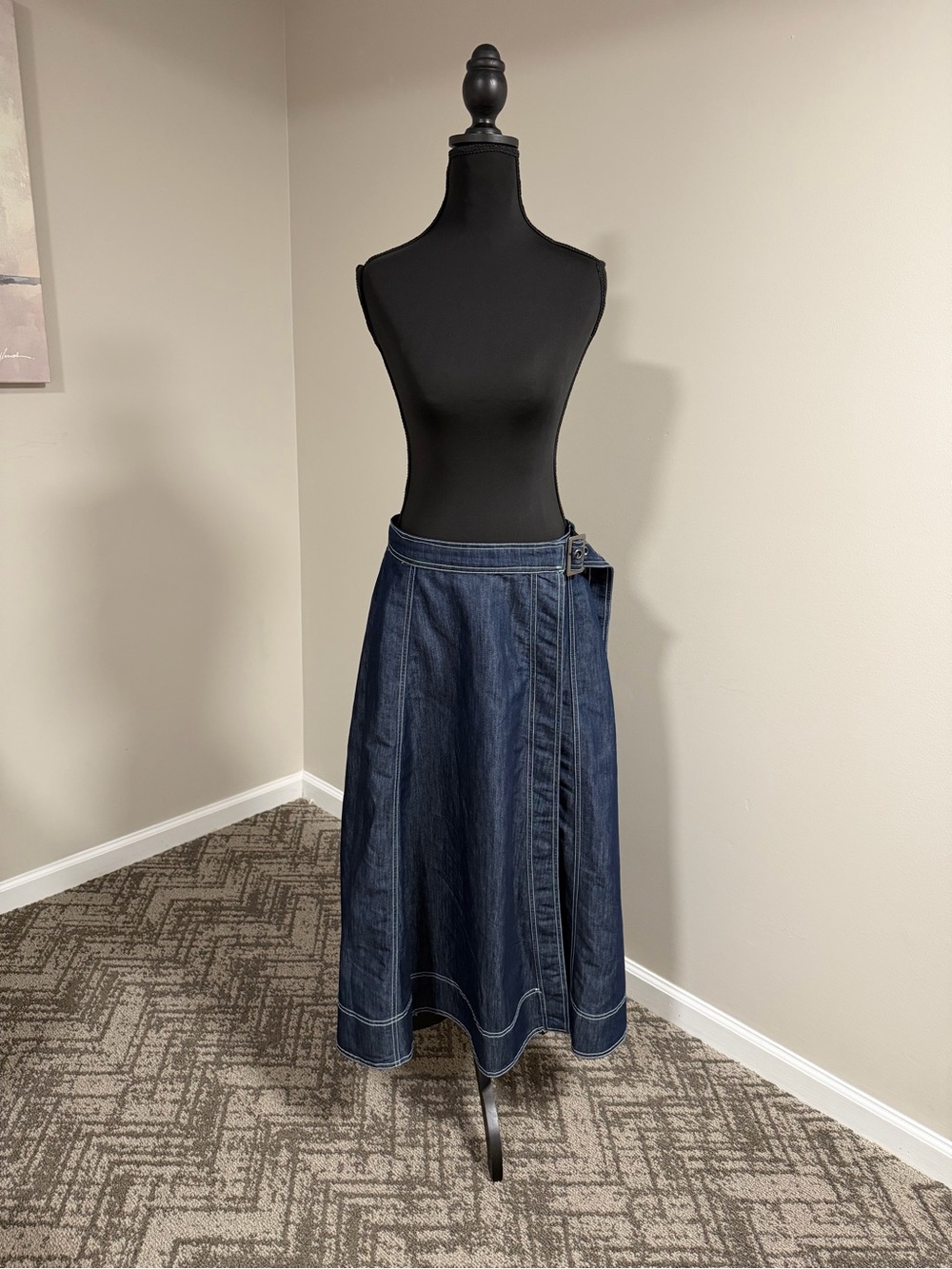 Pilcro Side-Slit Denim A-Line Midi Skirt - Picture 5 of 13